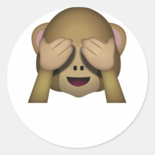 Sticker Rond Mignonne Voir Pas De Mal Singe Emoji
