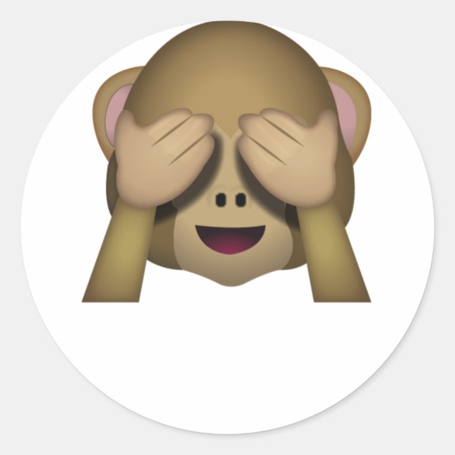 Sticker Rond Mignonne Voir Pas De Mal Singe Emoji (Devant)