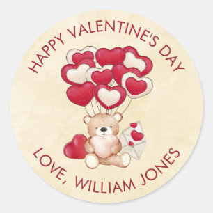 Sticker Rond Mignonnes Valentines Jour camarades de classe Cowo