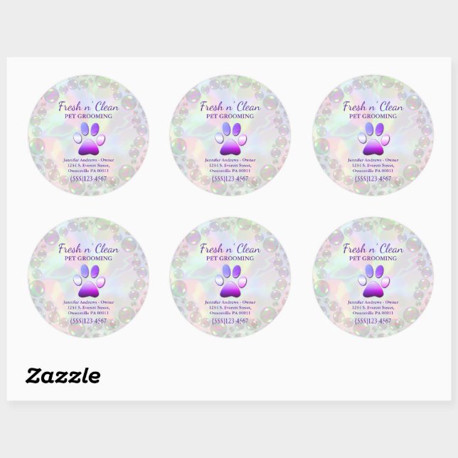 Sticker Rond Mignons bulles Incandescent Chien Paw Service de g (Feuille)