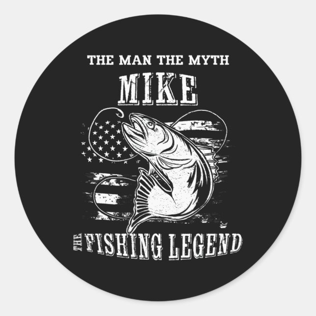 Sticker Rond Mike Man Myth Pêche Légende Nom personnalisé (Devant)