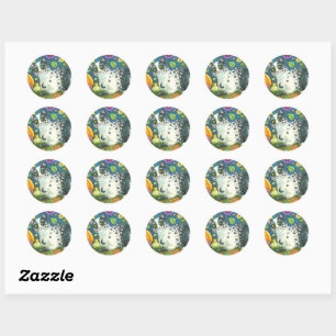 STICKER ROND MILKYWAY, UN CHAT MYSTIQUE HALLOWEEN, LUNE & ÉTOIL