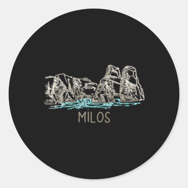 Sticker Rond Milos Grèce main tiré (Devant)