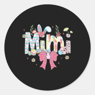 Sticker Rond Mimi Coquette de Pâques Bow Joyeux lapin de Pâques