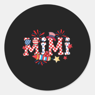Sticker Rond Mimi Sungles Usa Drapeau Feu d'artifice Patriotiqu