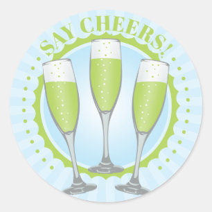 Sticker Rond Mimosa GreeChampagne Lunettes Classic Round Sticke