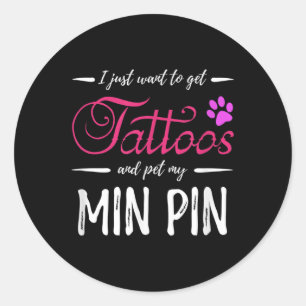 Sticker Rond Min Pin Chien Tattoo Miniature Pinscher Chien Mama