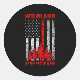 Sticker Rond Mince Red Line American Flag Wildland Firefighter