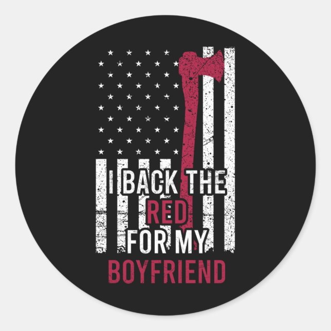 Sticker Rond Mince Red Line Drapeau Pompier Girami (Devant)