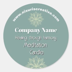 Sticker Rond Mindfulness Wellness Consultant Zen Lotus Turquois