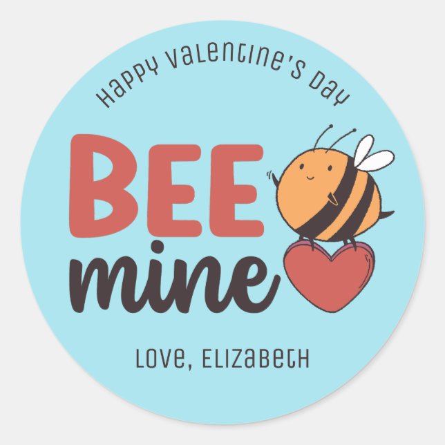 Sticker Rond Mine d'abeilles Coeur rouge Funny Pun mignon Saint (Devant)