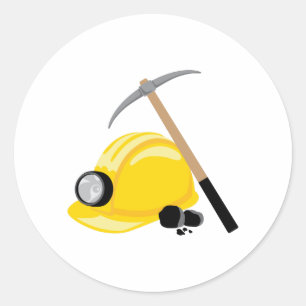 Sticker Rond Miner Ax et Casquette