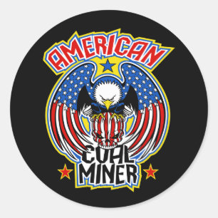 STICKER ROND MINEUR DE CHARBON AMÉRICAIN