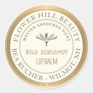 Sticker Rond Mini Flore Embossée Baume de lèvre métallique Gold