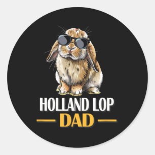 Sticker Rond Mini Holland Lop Papa Bunny Lapin Lover