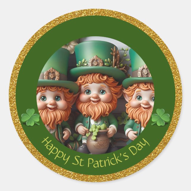 Sticker Rond Miniature Leprechaun St Patrick's Day Merci RS02 (Devant)