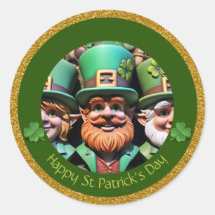 Sticker Rond Miniature Leprechaun St Patrick's Day Merci RS11