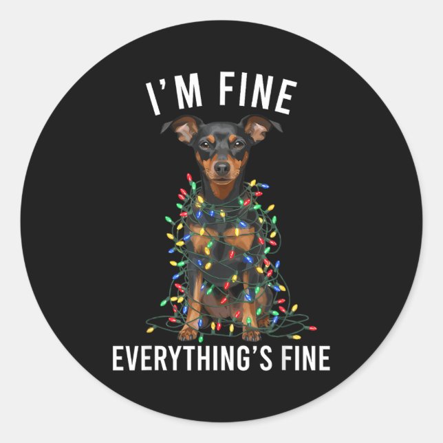 Sticker Rond Miniature Nscher Christmas I'm Fine Everything Is  (Devant)