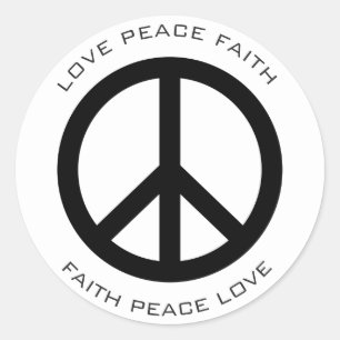 Sticker Rond Minimal classique paix amour foi justice sociale