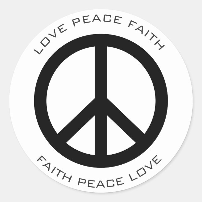 Sticker Rond Minimal classique paix amour foi justice sociale (Devant)