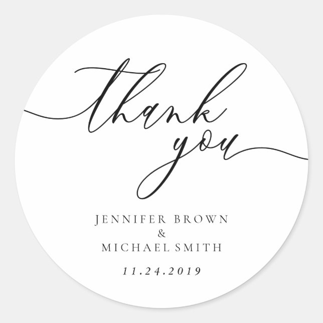 Sticker Rond Minimal Clean Simple moderniste merci (Devant)