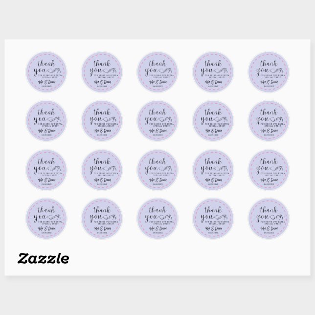 Sticker Rond Minimal et chic Dusty Merci bleu Ajouter un nom (Feuille)
