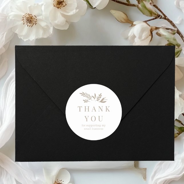 Sticker Rond Minimal Floral White Botanical THANK YOU (Minimal Floral White Botanical THANK YOU Classic Round Sticker)