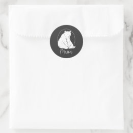 Sticker Rond Minimal Mama Bear Line Art Design