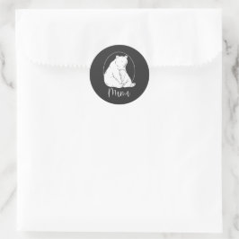 Sticker Rond Minimal Mama Bear Line Art Design