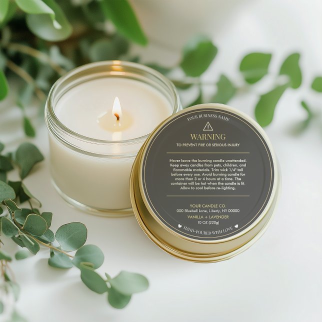 Sticker Rond Minimalist and Modern Simple Candle Safety Label (Créateur téléchargé)