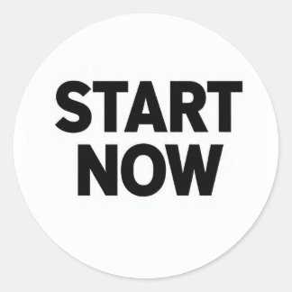 Sticker Rond Minimalist bold start now text