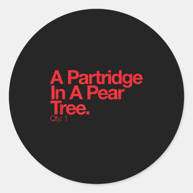 Sticker Rond Minimalist Christmas T Shirt - Partridge In A Pear (Devant)