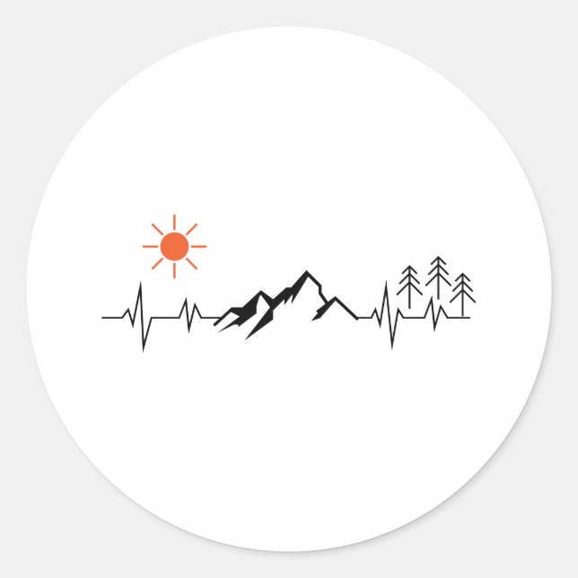 Sticker Rond minimalist mountain (Devant)