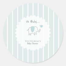 Minimaliste Bleu Poussiéreux Oh Bébé Éléphant Baby