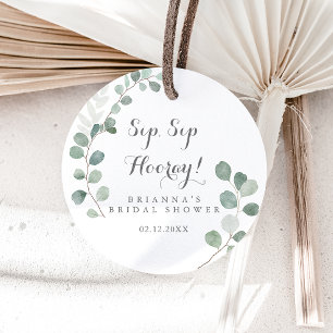 Sticker Rond Minimaliste Eucalyptus Sip Sip Hourra Enterrement 
