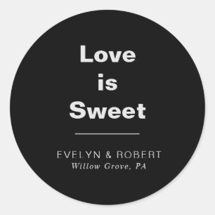 Sticker Rond Minimaliste Formal Black Mariage L'amour est doux