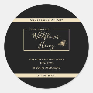 Sticker Rond Minimaliste moderne miel d'abeille à miel pot