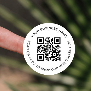 Sticker Rond Minimaliste moderne Scannable Business QR Code Éti