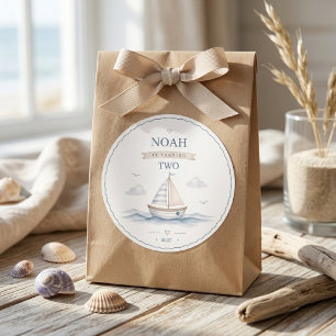 Sticker Rond Minimaliste Nauticale Anniversaire Voilier