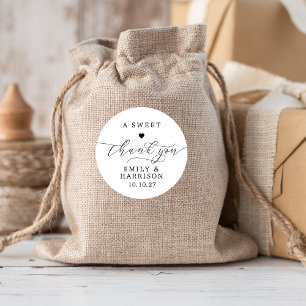 Sticker Rond Minimaliste Un Merci sucré Mariage de coeur