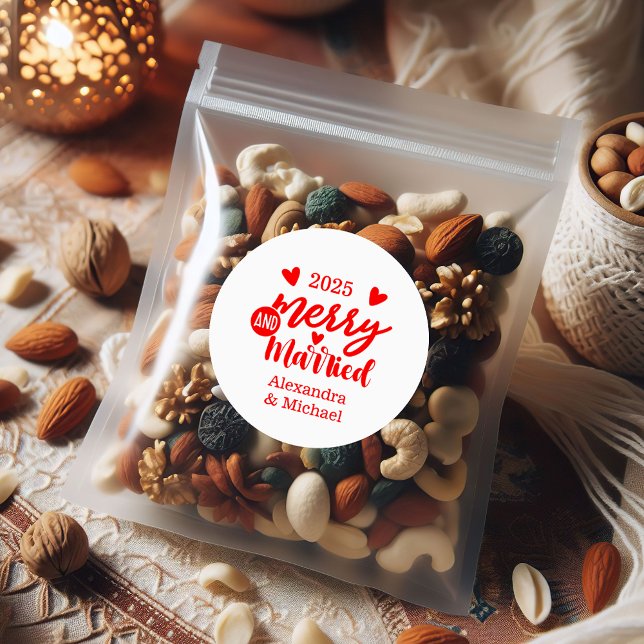 Sticker Rond Minimialist Merry and Married  (Créateur téléchargé)