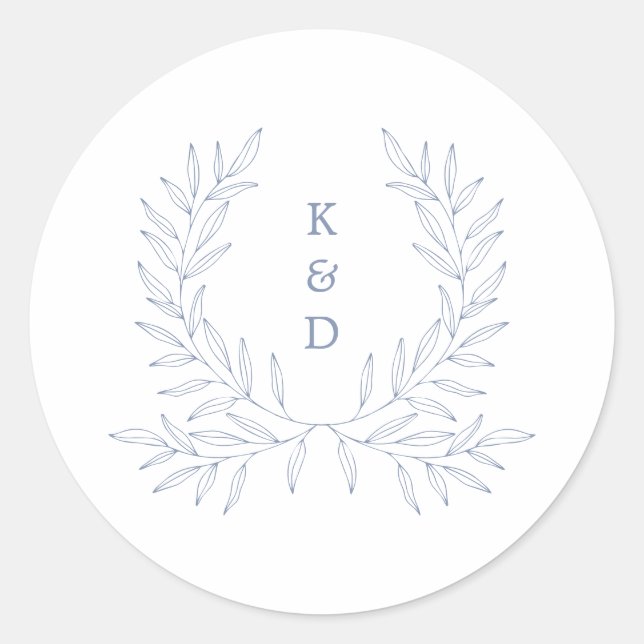 Sticker Rond Minimum Laurel Formal Faire-part de mariage K310 B (Devant)