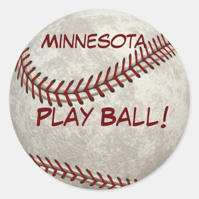 Sticker Rond Minnesota Baseball Play Ball ! Histoire américaine (Devant)