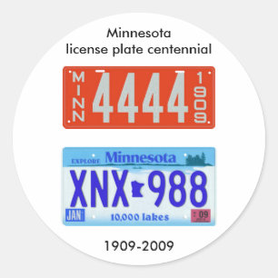 Sticker Rond Minnesota plaque d'immatriculation centenaire