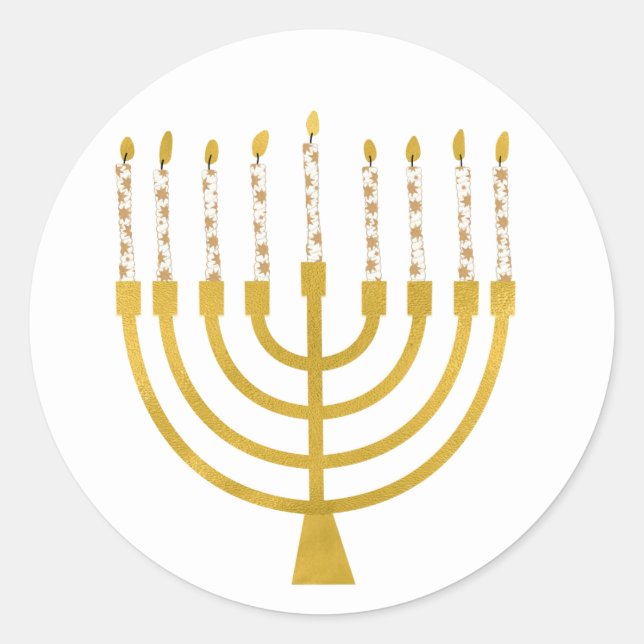 Sticker Rond Minorah festive Hanoukka Céleste bougies dessin (Devant)