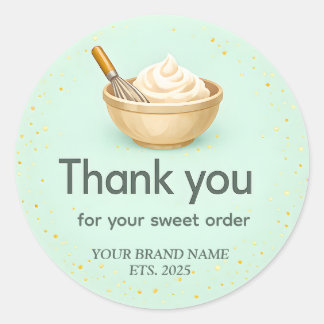 Sticker Rond Mint Green Mixing Bowl Bakery Thank You