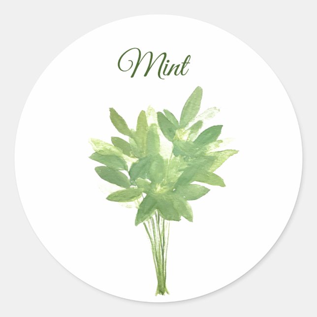 Sticker Rond Mint Herb Vert Cuisine Cuisine Gastronomique Vert  (Devant)