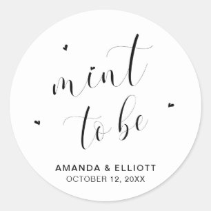 Sticker Rond Mint To Be Hearts Élégant Mints Mariage Favoriser