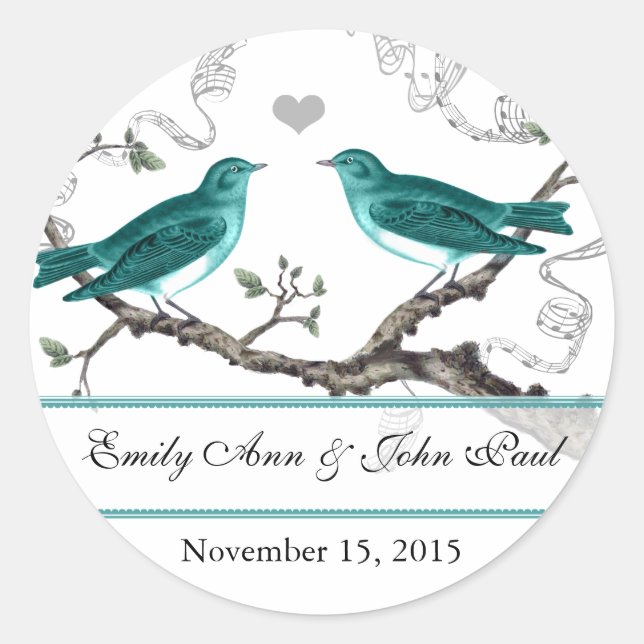 Sticker Rond Mint Turquoise Romantique Rustique Mariage Insépar (Devant)