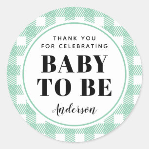 Sticker Rond Mint Vert En vichy Merci Plaid Baby
